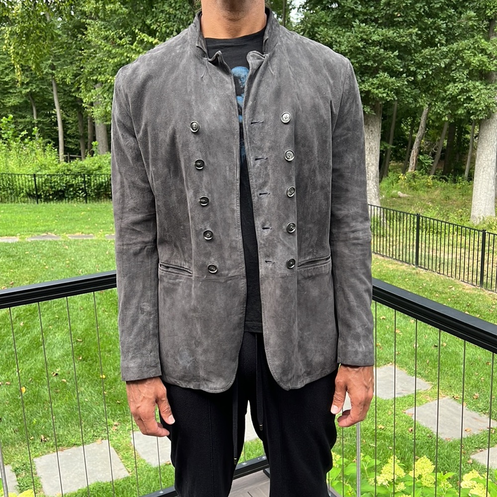 John Varvatos Dark Gray Suede Jacket